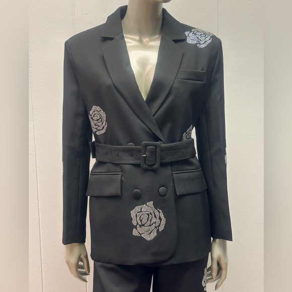 Flo Rho Black Rhinestone Detail 2pc Pants Suit - Picture 3 of 11